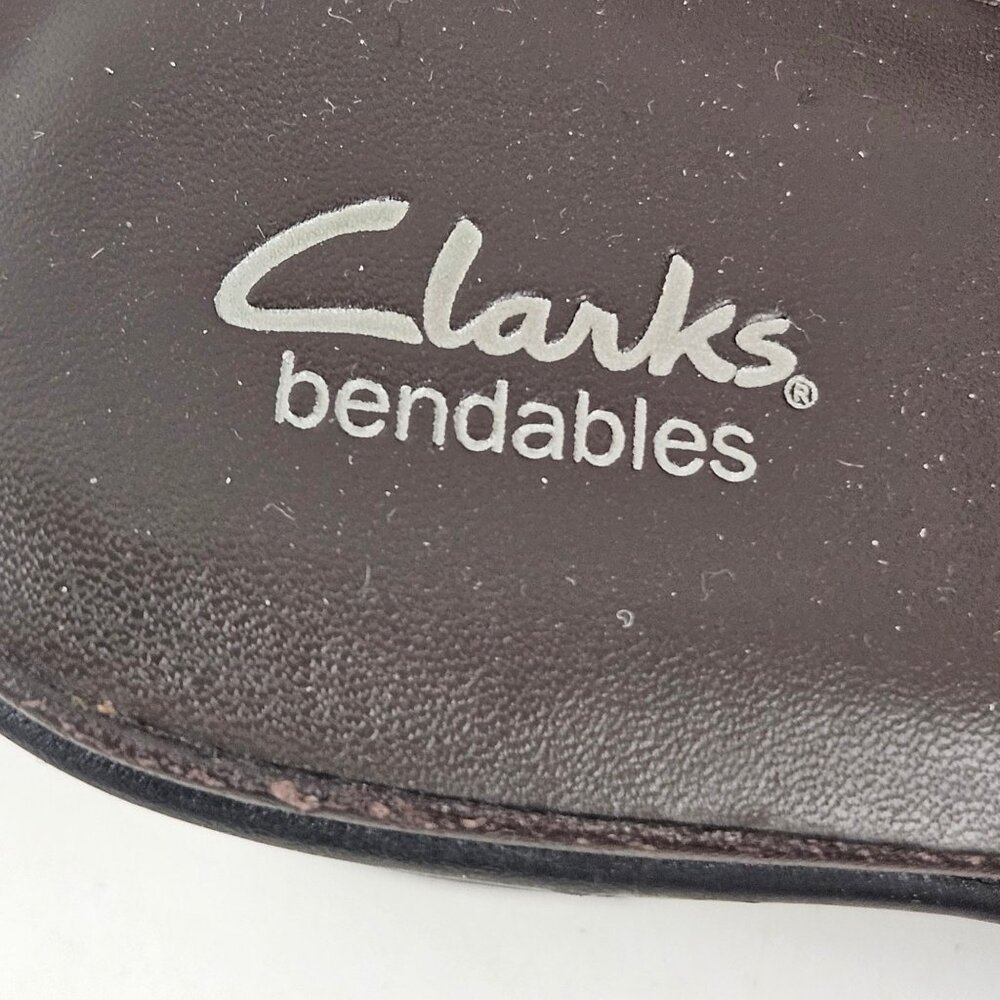 Clarks Bendable Womens Size 7M Mule Shoes Brown Leather Slip On Block Heel - Picture 7 of 9